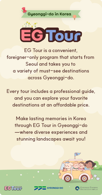 EG TOUR BUS. EG Tour, easy tour enjoy. Gyeonggi-do in Korea. GYEONGGI-DO, Gyeonggi Tourism Organization.